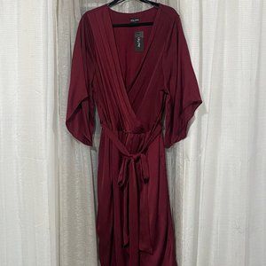 Plus Size Burgundy Wrap Dress